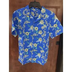 Hurley Boys Hawaiian Santiago Blue Button Down Shirt XL Aloha NWT